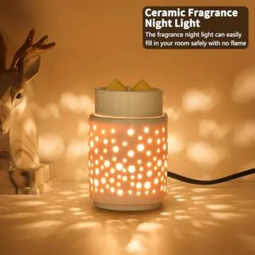 Ceramic Wax Melt Warmer with Night Light for Home Decor
