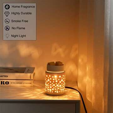 Ceramic Wax Melt Warmer with Night Light for Home Decor
