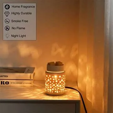Ceramic Wax Melt Warmer with Night Light for Home Decor
