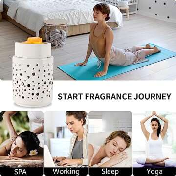 Ceramic Wax Melt Warmer with Night Light for Home Decor