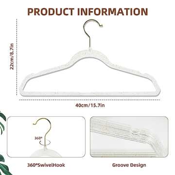 JohneyRulu Clear Plastic Hangers - 20 Pack Non-Slip Coat and Clothes Hangers with Bling Glitter for ...