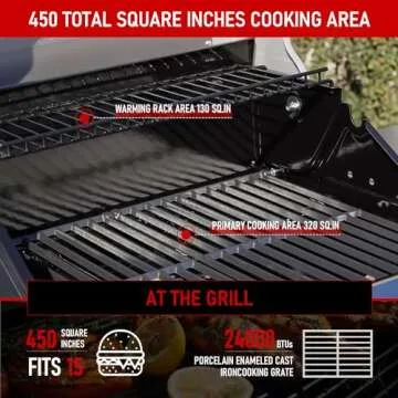 Monument Grills 4 Burner Propane Gas Grill with Side Burner