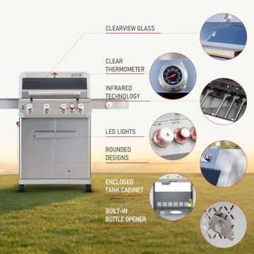 Monument Grills 4 Burner Propane Gas Grill with Side Burner