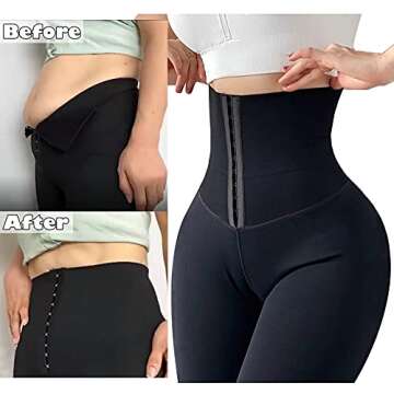 GYMSPT High Waist Trainer Corset Leggings for Women Tummy Control Cincher Plus Size Slim Push Up Bod...