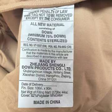 SNOWMAN All-Season 75% Down Comforter King Size, Fluffy Duvet Insert with 8 Corner Tabs, Down Proof Cotton Blended Fabric and 3D Baffle Box Construction (Khaki, 106"x90")