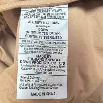 SNOWMAN All-Season 75% Down Comforter King Size, Fluffy Duvet Insert with 8 Corner Tabs, Down Proof Cotton Blended Fabric and 3D Baffle Box Construction (Khaki, 106"x90")