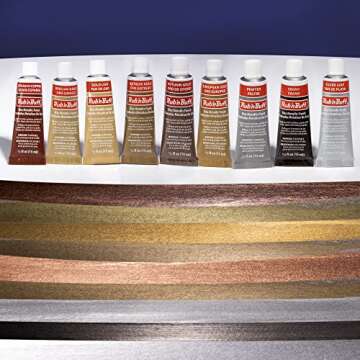 AMACO Rub n Buff Wax Metallic Finish 9 Color Kit - Antique Gold European Gold Grecian Gold Autumn Go...