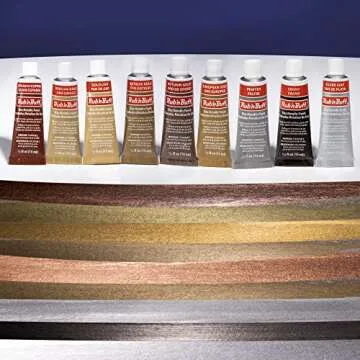 AMACO Rub n Buff Wax Metallic Finish 9 Color Kit - Antique Gold European Gold Grecian Gold Autumn Go...