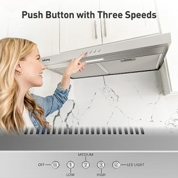 IsEasy 30 Inch Range Hood with 3-Speed Fan & LED Light