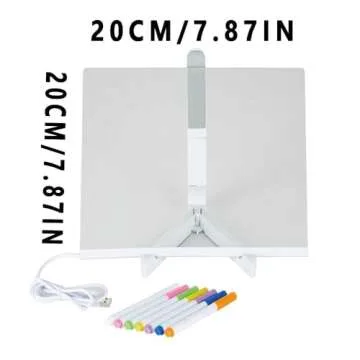 LED Note Board with Colors, Glowing Acrylic Message Marker Board, Illuminating Dry Erase Board with Sturdy Stand, Memo Letter Board with Interactive Light, White Board for Idea Generation (7.9*7.9in)