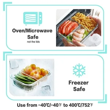 HOMBERKING 9 Pack Glass Meal Prep Containers with Lids