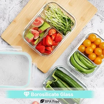 HOMBERKING 9 Pack Glass Meal Prep Containers with Lids