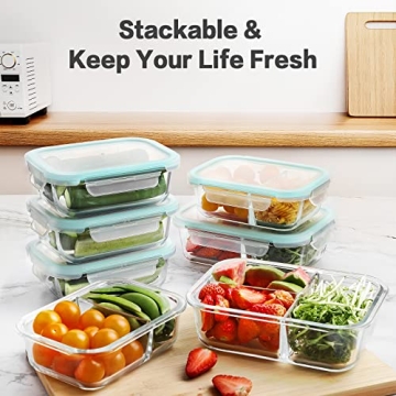 HOMBERKING 9 Pack Glass Meal Prep Containers with Lids