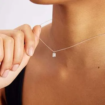 Tewiky Elegant Solitaire Diamond Necklace for Women