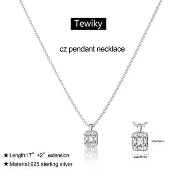 Tewiky Elegant Solitaire Diamond Necklace for Women