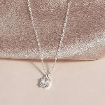 Tewiky Elegant Solitaire Diamond Necklace for Women