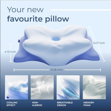 Derila Ergo Cervical Neck Pillow for Sleeping - Ergonomic Neck Support Sleep Aid 21.25 x 14.17
