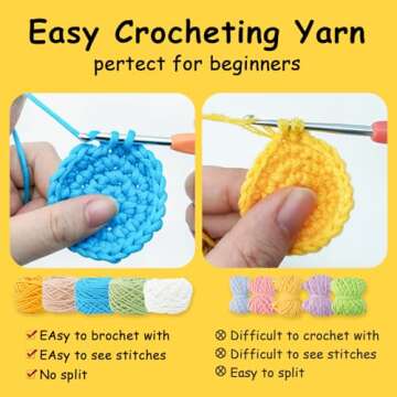 Ktmeor Crochet Kit for Beginners,3 Pcs Crochet Starter Kit for Beginners Adults,Crochet Starter Kit with Step-by-Step Video Tutorials,DIY Knitting Supplies,Easy Yarn-Mushroom