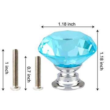 ANJUU 12 Pcs 30mm Diamond Shape Crystal Glass Cabinet Knobs with Screws Drawer Knob Pull Handle Used...