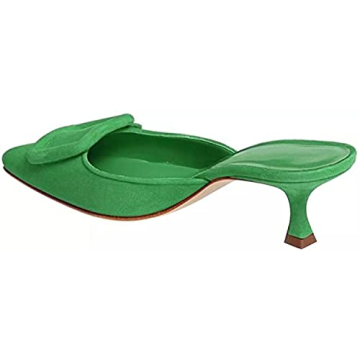 Axellion Comfortable Kitten Heel Mules for Women, Slip-on Backless Loafers with Pointed Toe, Buckle Knot Detail, Stylish Flat Slides for Casual & Business Wear