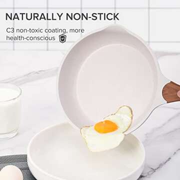 JEETEE Pots and Pans Set Nonstick White Granite Induction Cookware Sets 13 Pieces w/Frying Pan, Sauc...