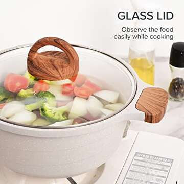 JEETEE Pots and Pans Set Nonstick White Granite Induction Cookware Sets 13 Pieces w/Frying Pan, Saucepan, Sauté Pan, Tamagoyaki Pan, Egg Pan, Cooking Pots, PFOA Free