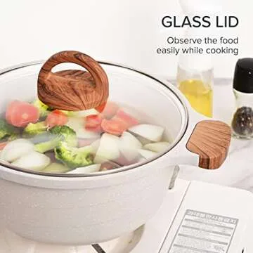 JEETEE Pots and Pans Set Nonstick White Granite Induction Cookware Sets 13 Pieces w/Frying Pan, Saucepan, Sauté Pan, Tamagoyaki Pan, Egg Pan, Cooking Pots, PFOA Free