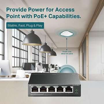 TP-Link TL-SF1005P | 5 Port Fast Ethernet PoE Switch | 4 PoE+ Ports @67W | Desktop | Plug & Play | Sturdy Metal w/ Shielded Ports | Fanless | Extend & Priority Mode
