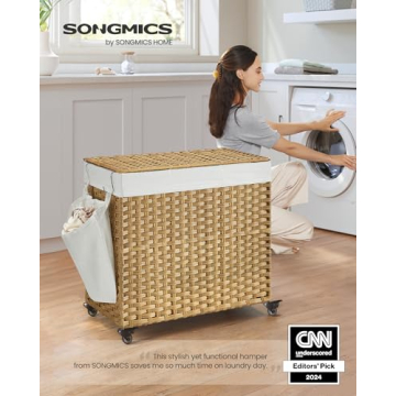 SONGMICS Stylish 37-Gallon Laundry Hamper with Wheels