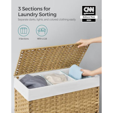 SONGMICS Stylish 37-Gallon Laundry Hamper with Wheels