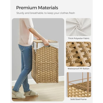 SONGMICS Stylish 37-Gallon Laundry Hamper with Wheels