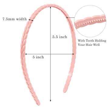 WOVOWOVO 7mm Thin Headbands For Women, 12 Pcs Plastic Headband with Teeth Head Bands Combing Hairban...