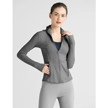 Gacaky Women's Slim Fit Track Jacket Athletic Full Zip