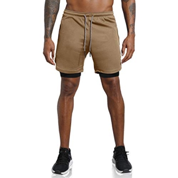 Leidowei Men's 2-in-1 Shorts for Running and Gym
