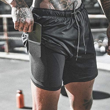 Leidowei Men's 2-in-1 Shorts for Running and Gym