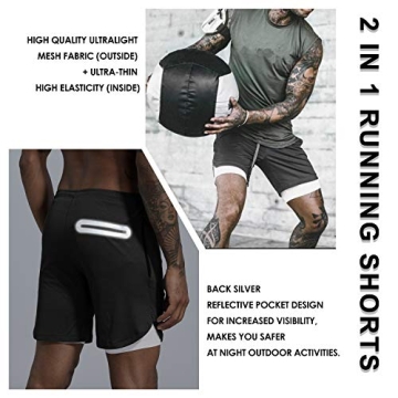 Leidowei Men's 2-in-1 Shorts for Running and Gym