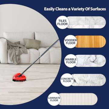 Spin Mop Scrub Brush Head, 2 Pcs Scrub Mop Compatible EasyWring 1-Tank System, Hard Bristle Cleaning Scrubber Mop Head for Bathroom, Kitchen, Tub and Tile