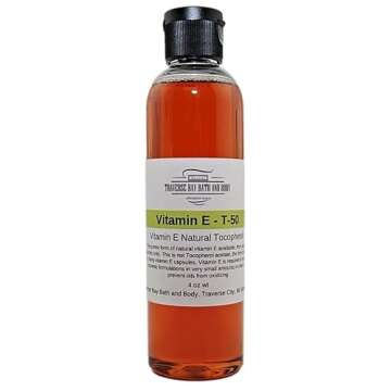 Traverse Bay Bath and Body Vitamin E - T-50, 4 oz Natural Vitamin E, Soap Making supply's. Full Spectrum Tocopherol