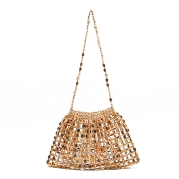 Miuco Vintage Beaded Evening Bag - Elegant 1920s Golden Clutch for Women