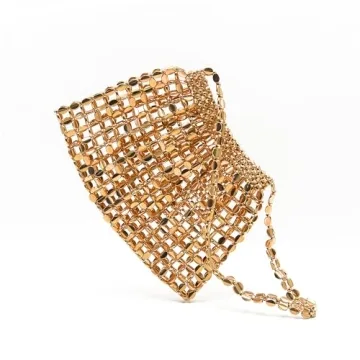 Miuco Vintage Beaded Evening Bag Golden Clutch Women