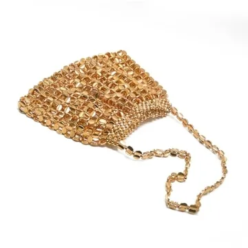 Miuco Vintage Beaded Evening Bag Golden Clutch Women