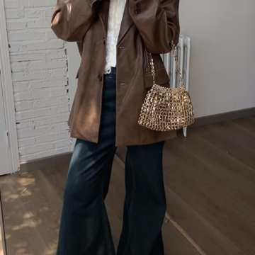 Miuco Vintage Beaded Evening Bag Golden Clutch Women