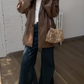 Miuco Vintage Beaded Evening Bag Golden Clutch Women