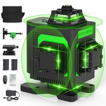 Housolution Laser Level, 4x360° 4D Cross Line Laser for Construction and Picture Hanging, 130Ft 16 ...