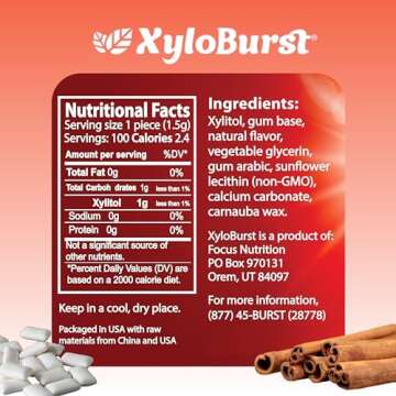 XyloBurst Gum | Xylitol Chewing Gum | Sugar Free, Gluten Free, Keto Friendly | Aspartame Free Gum Fo...