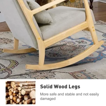 LUCKYERMORE Grey Rocking Chair for Nursery and Living Room