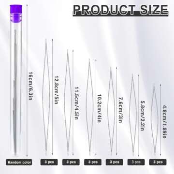 18 Pieces Beading Needles, 6 Sizes Seed Beads Needles Big Eye Beading Needles Collapsible Beading Ne...