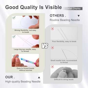 18 Pieces Beading Needles, 6 Sizes Seed Beads Needles Big Eye Beading Needles Collapsible Beading Needles Set for Jewelry Making with Needle Bottle