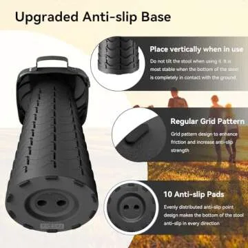2024 Upgraded Collapsible Stool, Portable Folding Stool, Telescoping Camping Stool with Max Load Capacity 485lbs, Square Retractable Stool for Camping Gardening Fishing Hiking BBQ [Black]