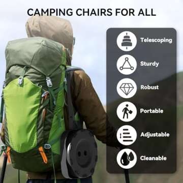 2024 Upgraded Collapsible Stool, Portable Folding Stool, Telescoping Camping Stool with Max Load Capacity 485lbs, Square Retractable Stool for Camping Gardening Fishing Hiking BBQ [Black]